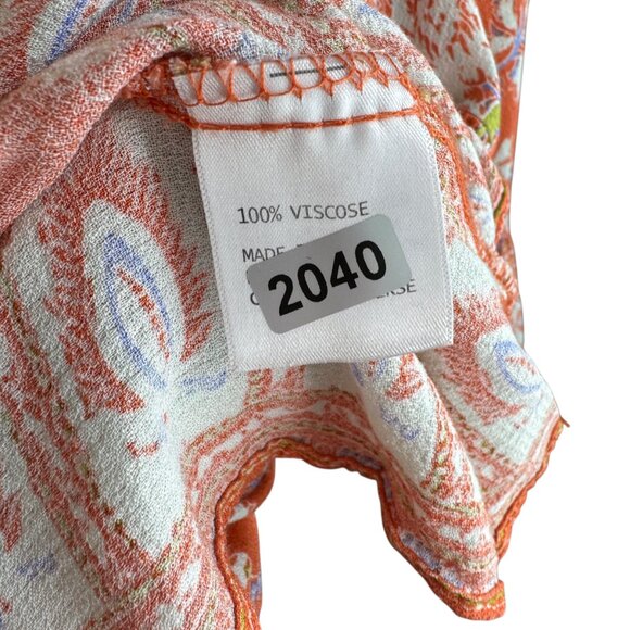 C&C California Orange, cream & blue Boho floral patterned Top Size Medium - Picture 15 of 15